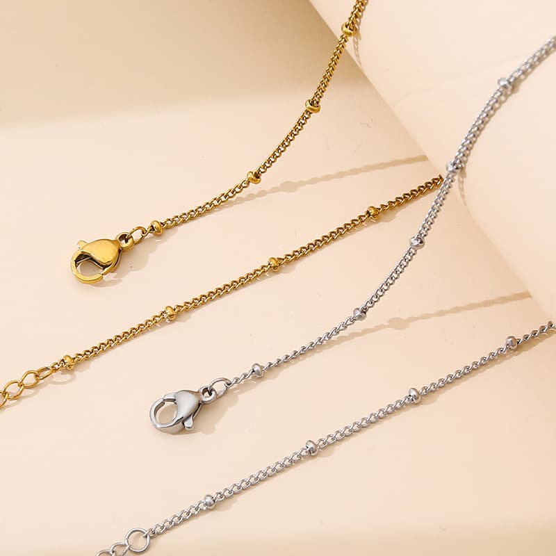 Stainless Steel 04 Side Clip Bead Chain Versatile Fashion Clavicle Chain Spacer Bead Chain Twist Chain DIY Handmade Accessory Chain 18K Gold