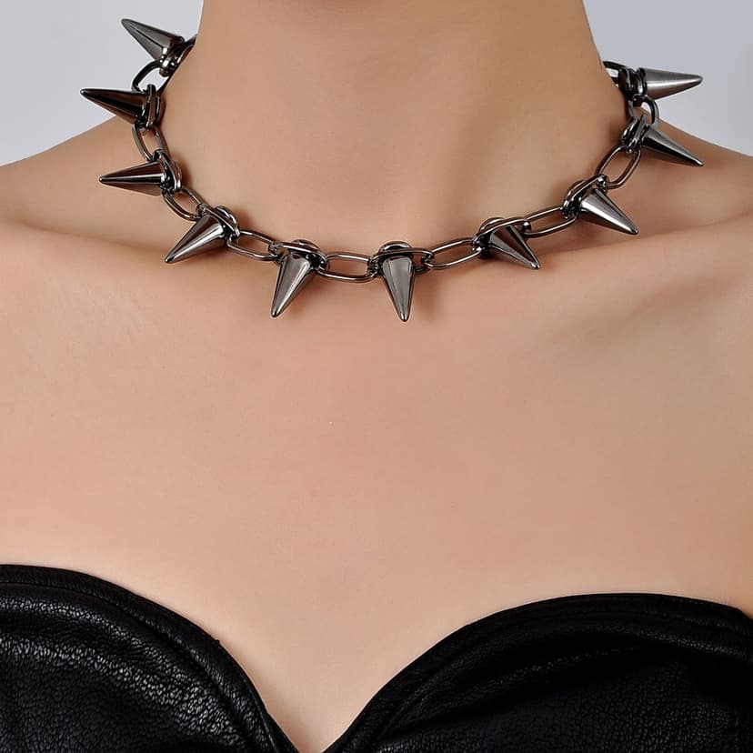 Cross-Border Exaggerated American Street Style Trendy Wolf Tooth Necklace Personality Punk Unisex Tapered Pendant Collarbone Choker Wholesale