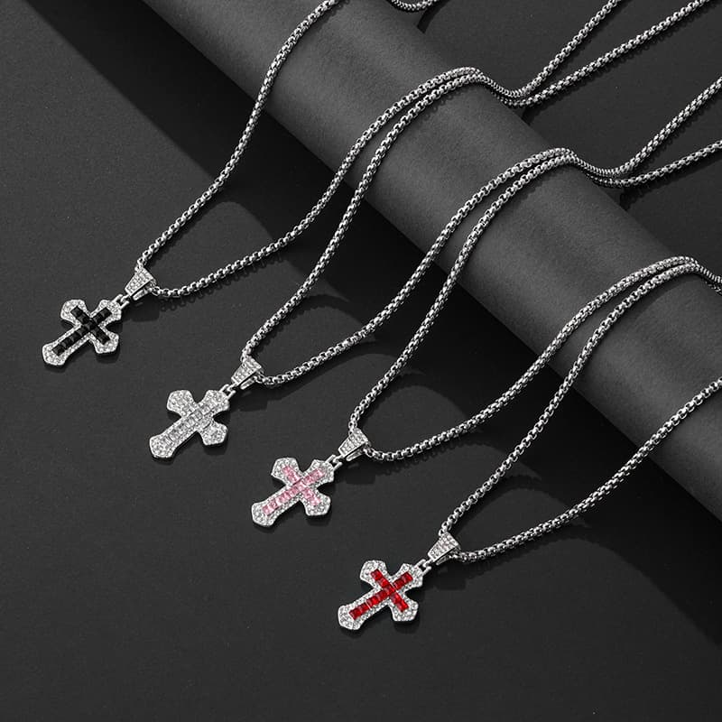 Cross-Border Cross Fashion Diamond Punk Sweatshirt Chain Versatile Zircon Necklace Hip-Hop Personalized Arrow Sweater Chain