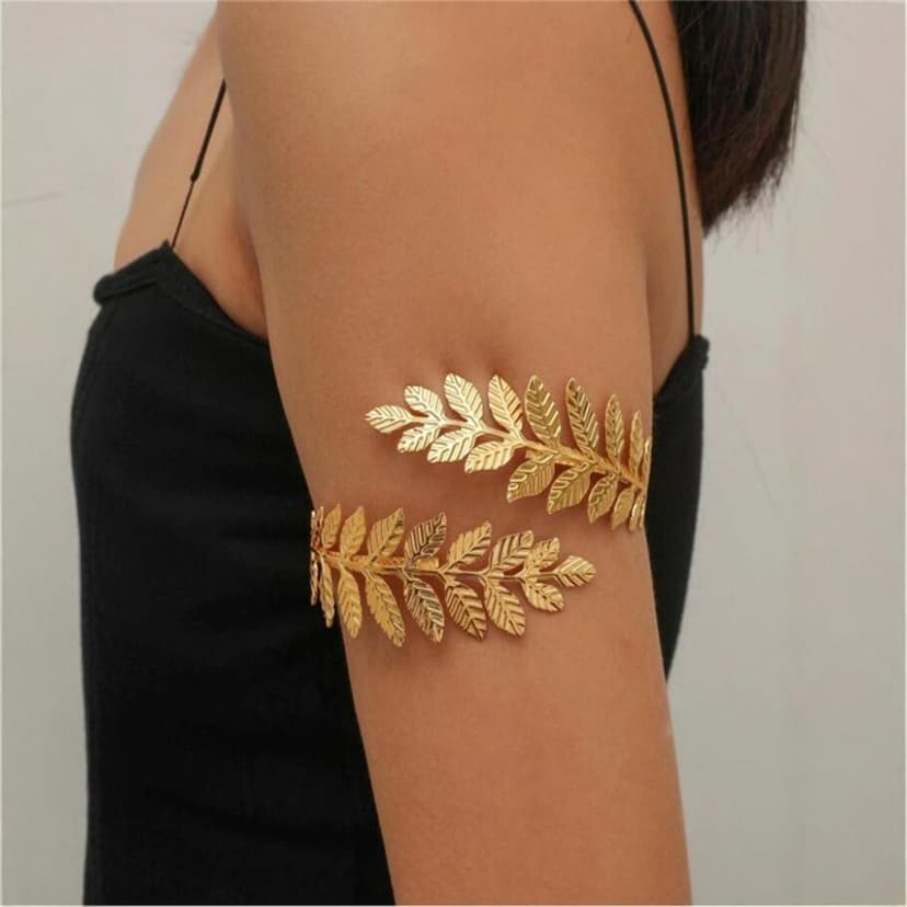 Trendy Leaf Arm Cuff Bracelet Roman Bride Jewelry Adjustable Open-Ended Exaggerated Jewelry