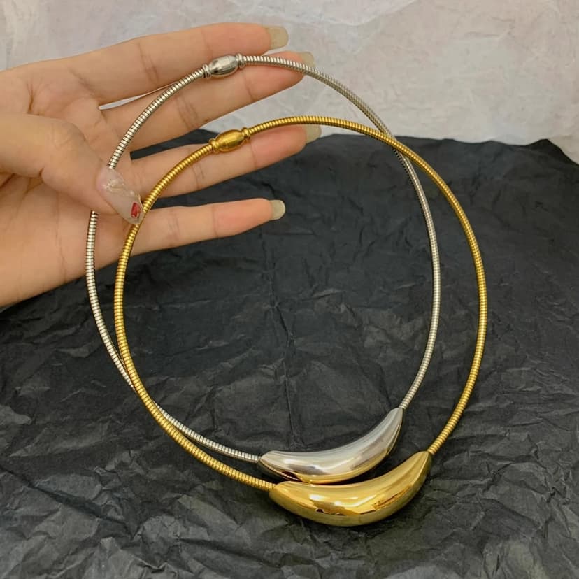 Full Titanium Steel High-End Metal Style Curved Tube Necklace Design Collar Fashion Versatile Accessories Factory Price