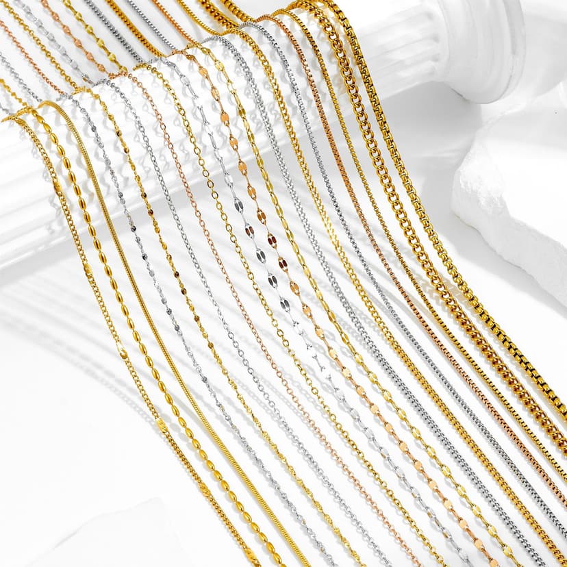 diy jewelry accessories 2.4mm titanium steel golden bead chain naked chain necklace light luxury non-fading stainless steel lip decoration