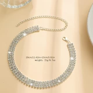 Personalized Fashion Cool Style Choker Necklace for Women, Sexy Multi-Row Necklace, Elegant and Versatile Rhinestone Necklace Jewelry