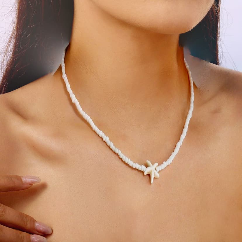 European and American Cross-Border Couple Bohemian Rice Bead Necklace Handmade Beaded Clavicle Chain Beach Personalized Starfish Jewelry