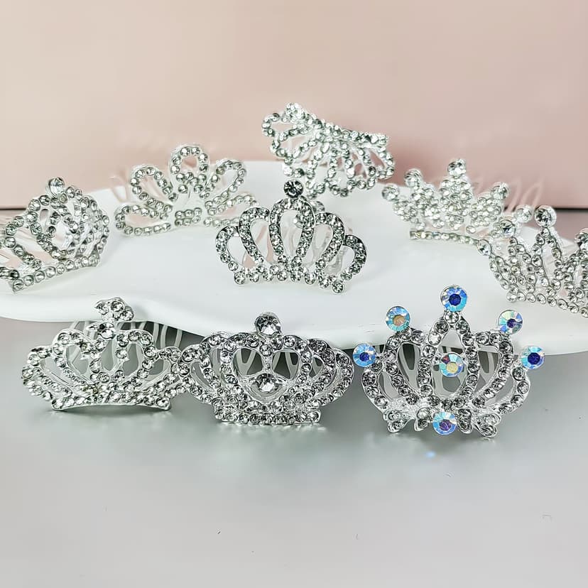 Crown Tiara Kidsren's Performance Baby Hair Accessories Hairpin Girl Princess Small Birthday Decoration Hair Hoop Crown Hairpin Set