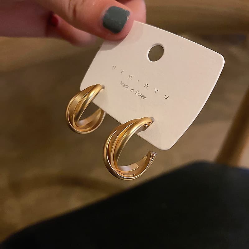 S925 Silver Needle Geometric Twisted Surface Earrings Simple Earrings Women's Stylish Niche Earrings Elegant Earrings Women's Silver Gold