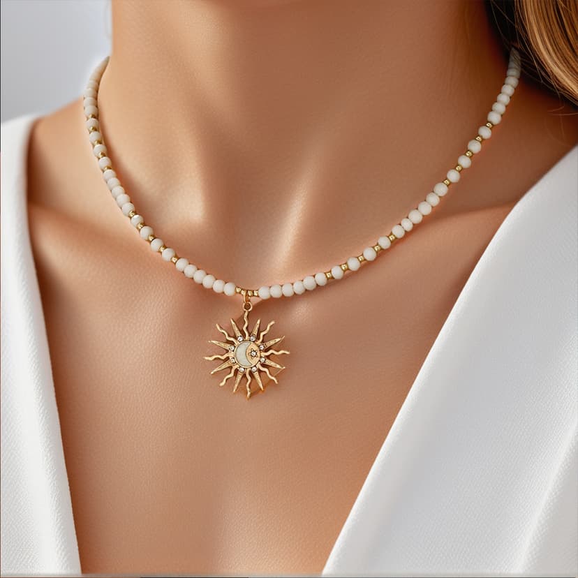 European and American Hot-Selling Bohemian Style Sunflower Glass Beaded Necklace Women's Pendant Summer Versatile Necklace Accessories