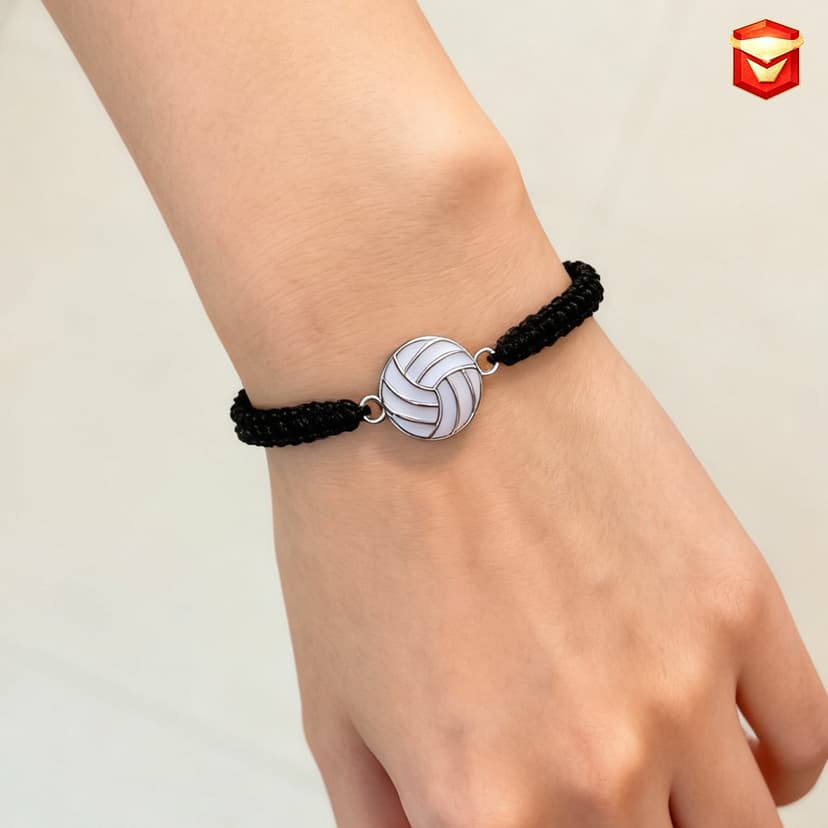 Cross-Border Hand-Woven Sports Bracelets, Personalized Alloy Accessories, Volleyball Bracelets with Cards, Adjustable Bracelets in Stock