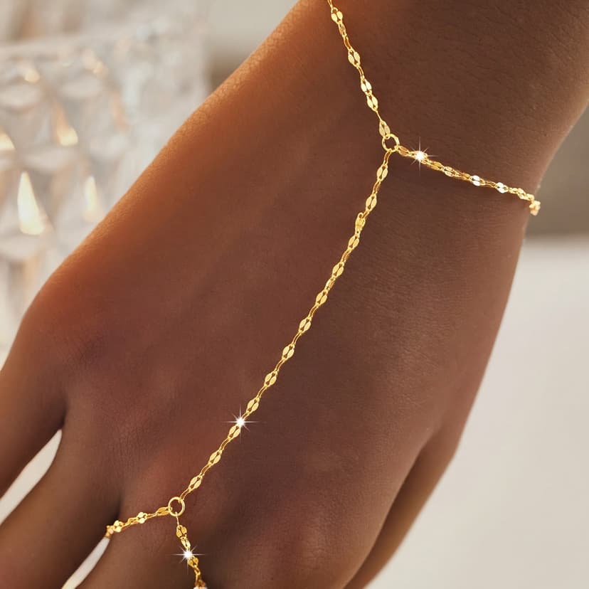 European and American Cross-Border Chain Stylish Simple and Elegant Lip Chain Bracelet Finger Chain Handmade Export Jewelry Wholesale Accessories