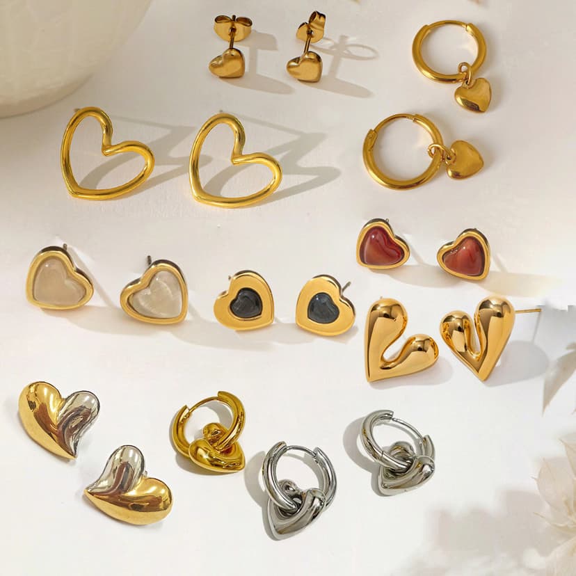 Cross-Border New Love Earrings Jewelry Earrings 2025 New High-End Titanium Steel Earrings Women's Jewelry Set Wholesale
