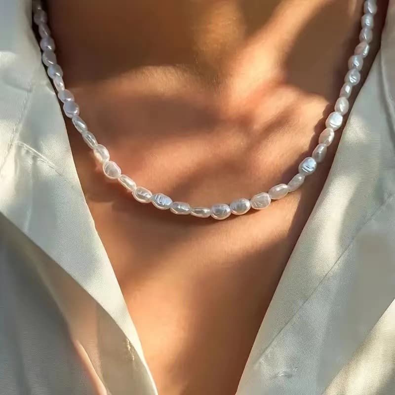New European and American Cross-border Baroque Special-Shaped Pearl Women's Necklace Fashionable High-end Simple Ins All-match Bracelet
