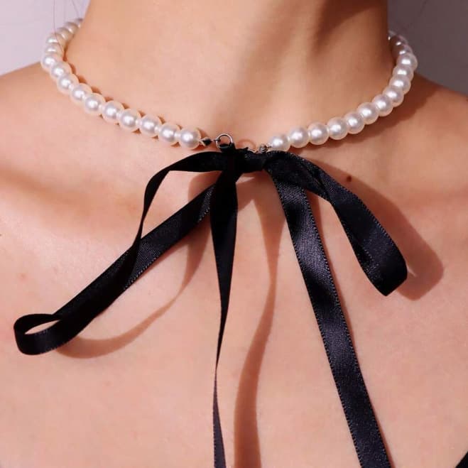 European and American Cross-Border Tassel Clavicle Chain Necklace DIY Tie Fashion Velvet Pearl Necklace Women's Jewelry Wholesale Geometric