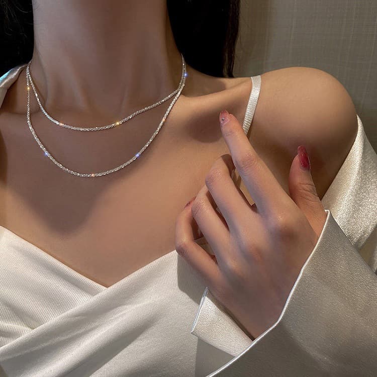 Japanese and Korean Sweet and Simple Sparkling Fairy-Style Versatile Starry Sky Necklace Cross-Border Ins Bracelet Wholesale