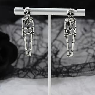 Halloween Skeleton Simulation Human Skeleton Removable Earrings Ghost Bride and Groom Couple Human Earrings