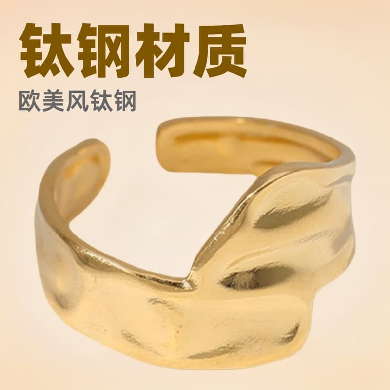 European and American style cross-border titanium steel ring female Korean version of irregular opening stainless steel ring fashion luxury ring wholesale