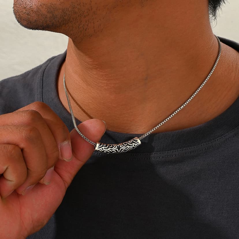 European and American Cross-Border Jewelry Men's Fashion Retro Distressed Bamboo Copper Elbow Pendant Cut Out Glossy Personalized Necklace