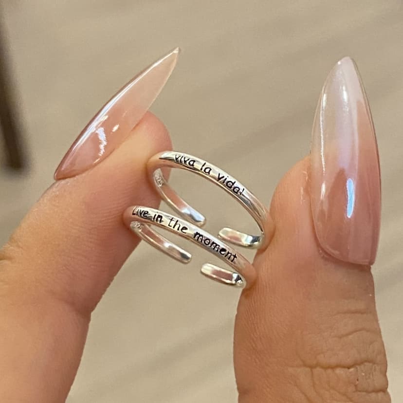 European and American Cross-Border New Style Trend Vivi La Vida Long Live Life Letter Open Couple Rings