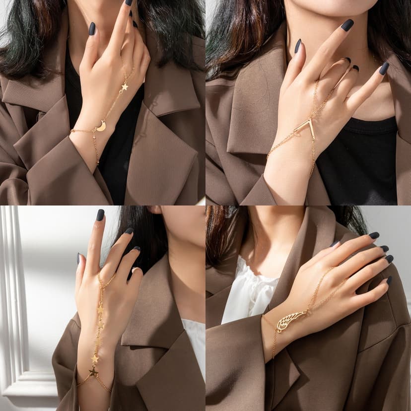 European and American Cross-border Explosions Star Moon Tassel Extremely Simple Style Simple Multi-layer Sequin Thin Chain Light Luxury Finger Bracelet