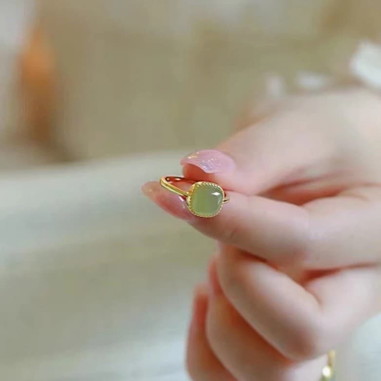 2023 Sugar Square Ring Women's Vintage Chinese Niche Design High-end Adjustable Open Index Finger Ring