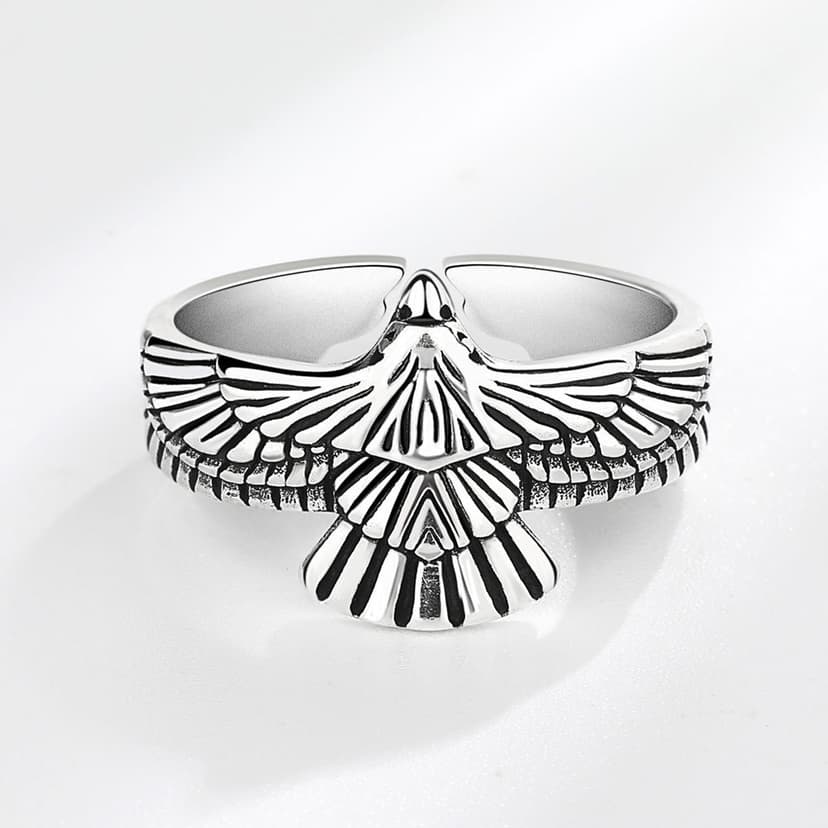 European and American Eagle Men's Ring Retro Personalized Animal Ring Street Hip Hop Ring Women's Opening Adjustable Ring