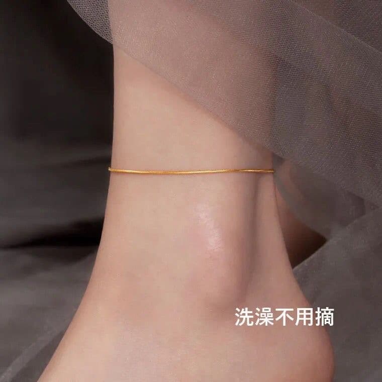 Internet Celebrity Anklet Women's New Ins Niche Design 18k Gold Rose Kingson Fairy Titanium Steel Color-free Foot Chain