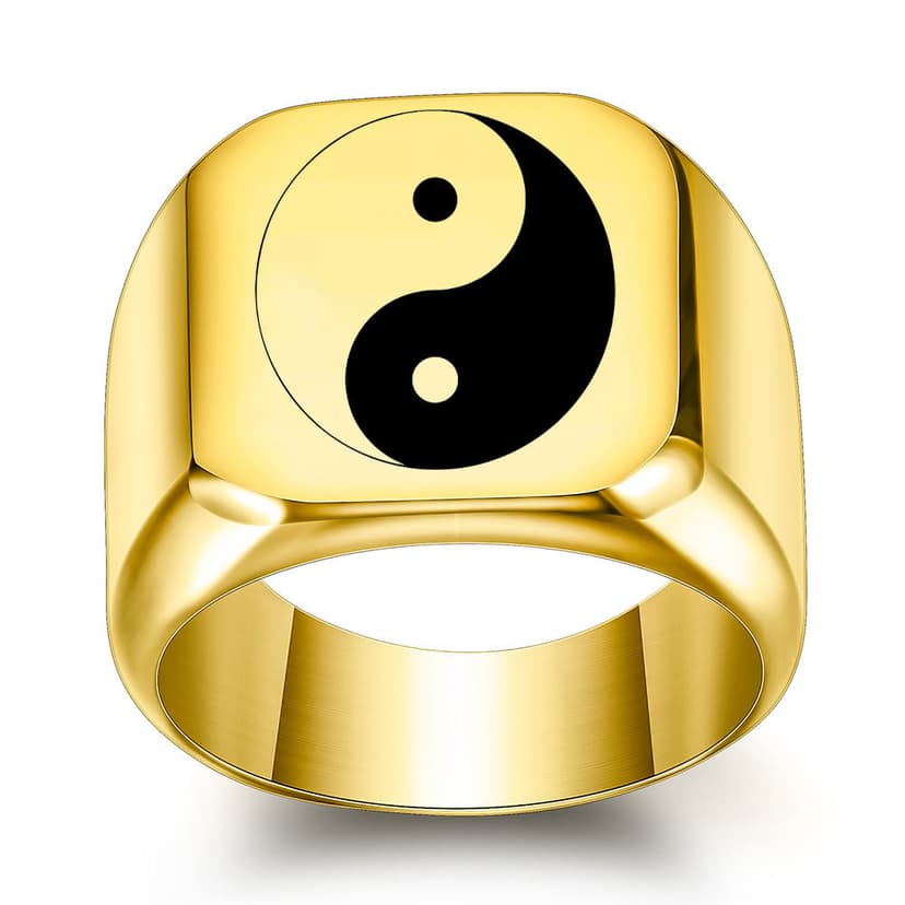 European and American Amazon New Trendy Laser-Engraved Tai Chi Bagua Yin-Yang Symmetrical Symbol 18mm Stainless Steel Ring