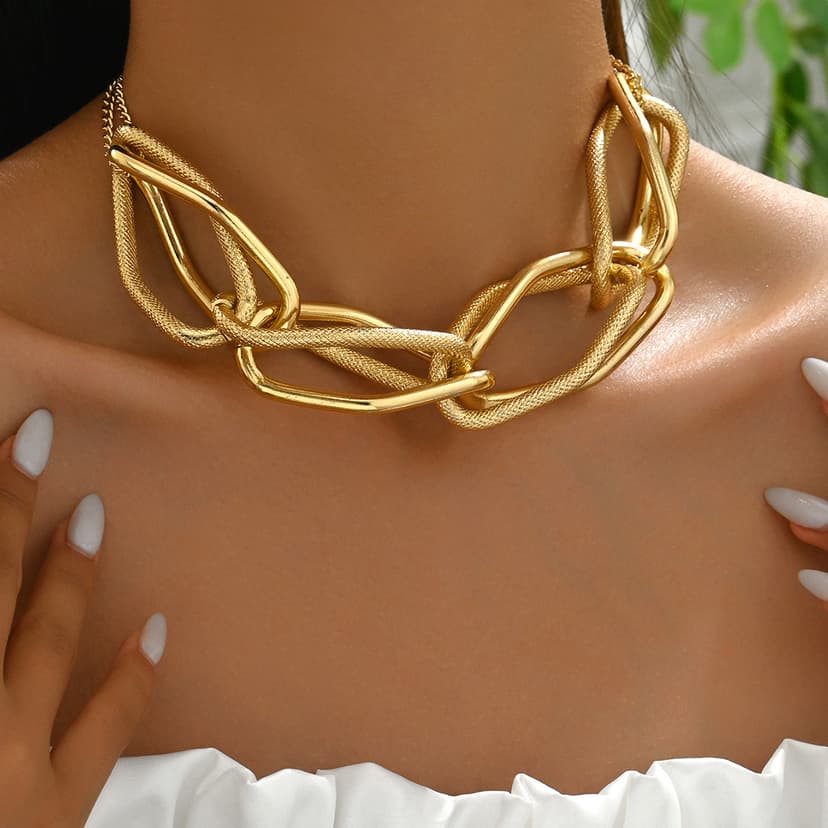 Europe and the United States cross-border fashion OL ladies necklace personality hip hop style metal exaggerated design niche long clavicle chain