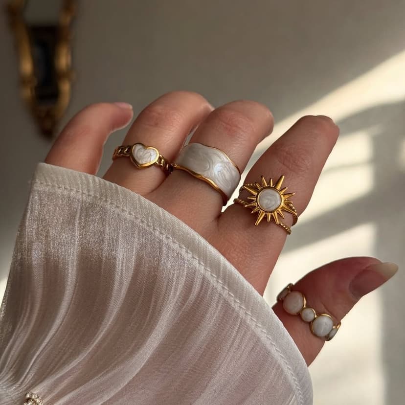 Stainless Steel Gold Sunflower Ring Women's Open Adjustable High-End Ring Niche Design Unique Ring