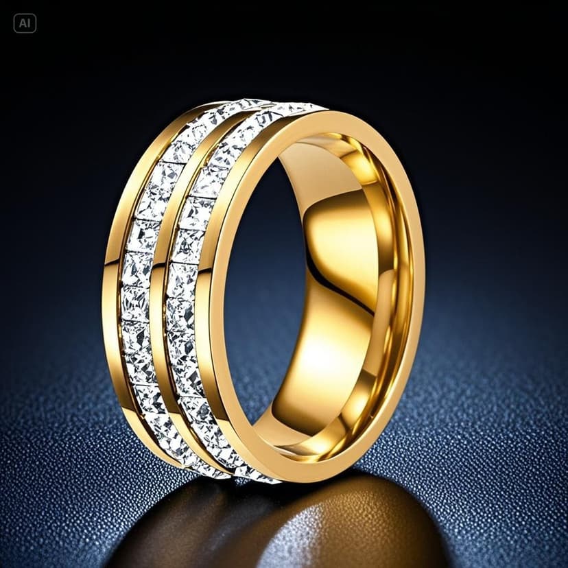 Cross-border stainless steel titanium steel ring women's single-row diamond fashion stars do not drop pigment ring ring lovers jewelry