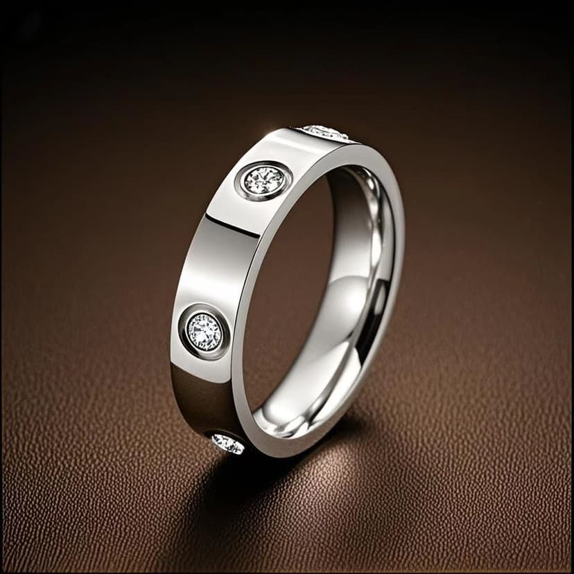 Cross-Border Popular Internet Celebrity Diamond-Encrusted Titanium Steel Ring, Light Luxury, High-End Feel, Non-Fading Stainless Steel Diamond-Encrusted Ring Wholesale