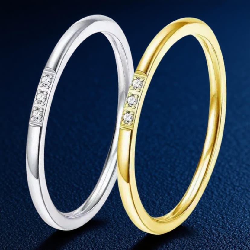 Stainless Steel Ring for Women, European and American Cross-Border Titanium Steel Ring, Niche Ultra-Thin Ring with Diamonds, Non-Fading Jewelry