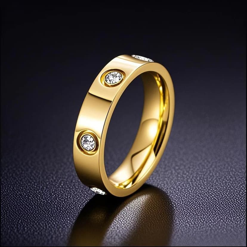 Popular Internet Celebrity Diamond-Encrusted Titanium Steel Ring for Women, High-End Feel, Non-Fading Six-Diamond Stainless Steel Ring, Non-Fading Jewelry