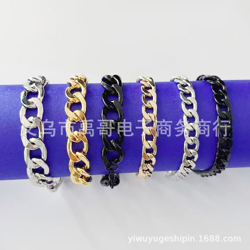 Foreign trade explosions chain bracelet in stock wholesale two-sided grinding Cuba chain European and American titanium steel personality trend hip-hop bracelet