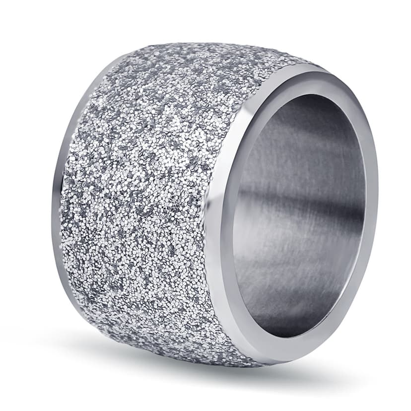 European and American Cross-Border Hot-Selling New Model 16mm 18K Gold Matte Stainless Steel Ring Titanium Steel Fashion Vintage Ring Wholesale