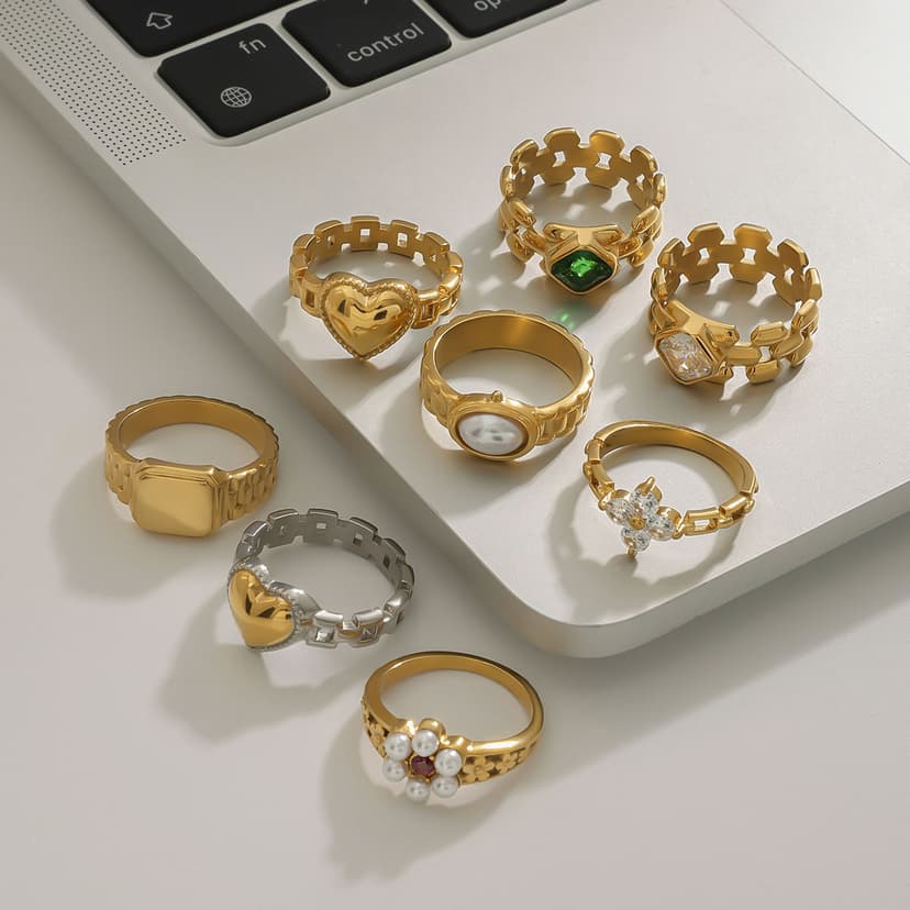 High-End European Niche Design Stainless Steel Jewelry Exaggerated Strap Stacking Rings Titanium Steel Non-Fading Women's Cross-Border