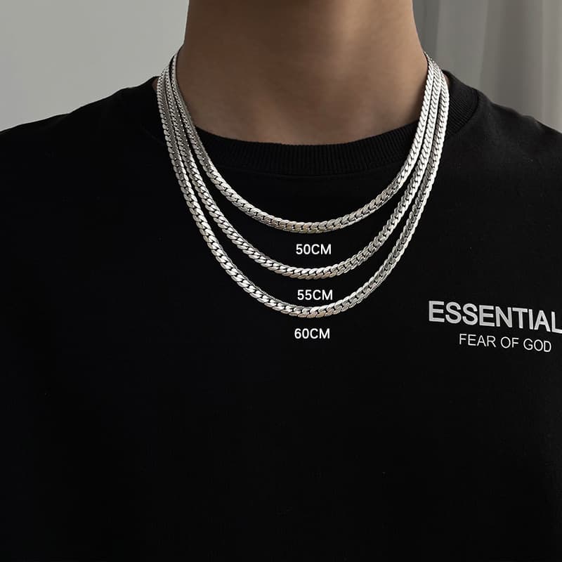 TikTok Internet Red Titanium Steel Encrypted Embossed NK Chain Cuban Chain Necklace Men's Trendy Chain Hip Hop Sweater Chain Sweater Accessories