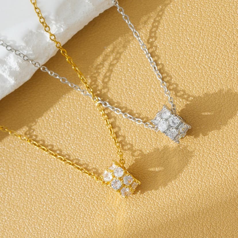 High-End Double-Row Diamond Small Waist Pendant Titanium Steel Necklace Temperament Girls Simple and Exquisite Zircon Clavicle Chain Wholesale