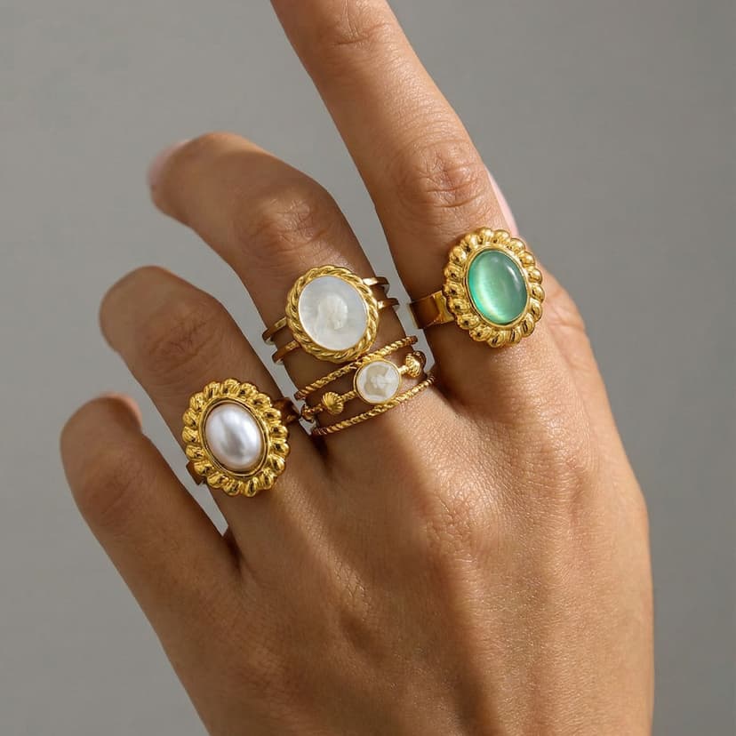 European and American Popular Stainless Steel Round Oil Dripping Ring for Women Ins Style Fashion 18K Gold-Plated Titanium Steel Ring Factory Wholesale