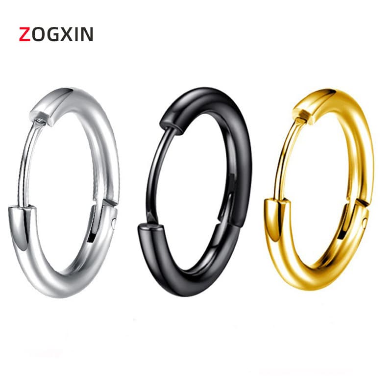 Cross-Border Supply 18K Stainless Steel Round Earrings for Women Niche Design Cold Style Titanium Steel Versatile Earrings for Men