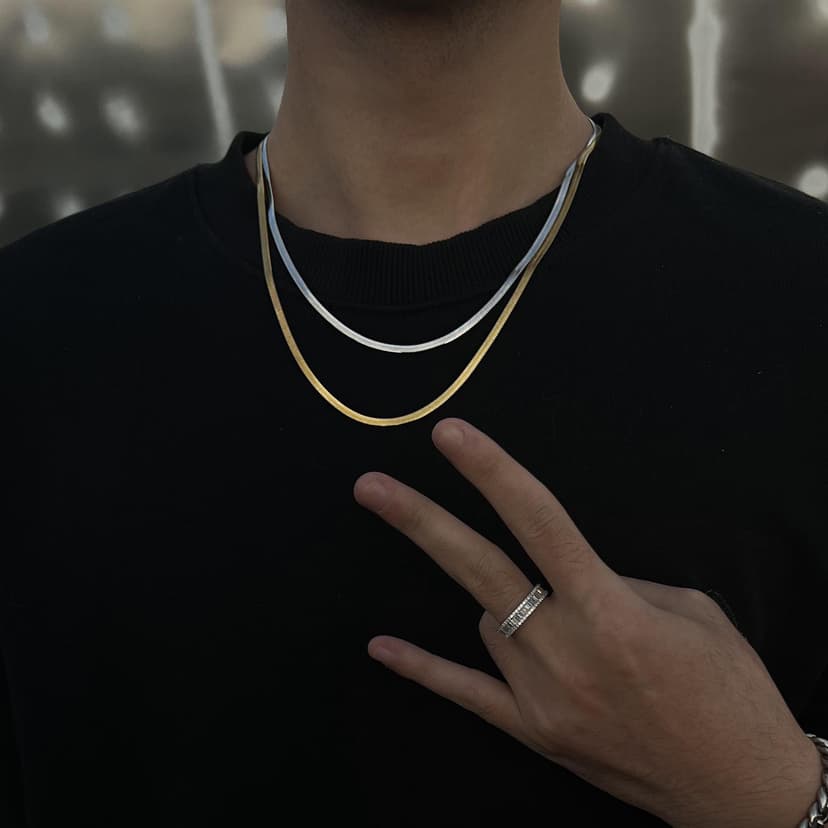 Titanium Steel Basic Style Minimized Style Men's Necklace Hip-Hop Neutral Style Clavicle Chain Blade Chain Flat Snake Chain Bungee Accessories