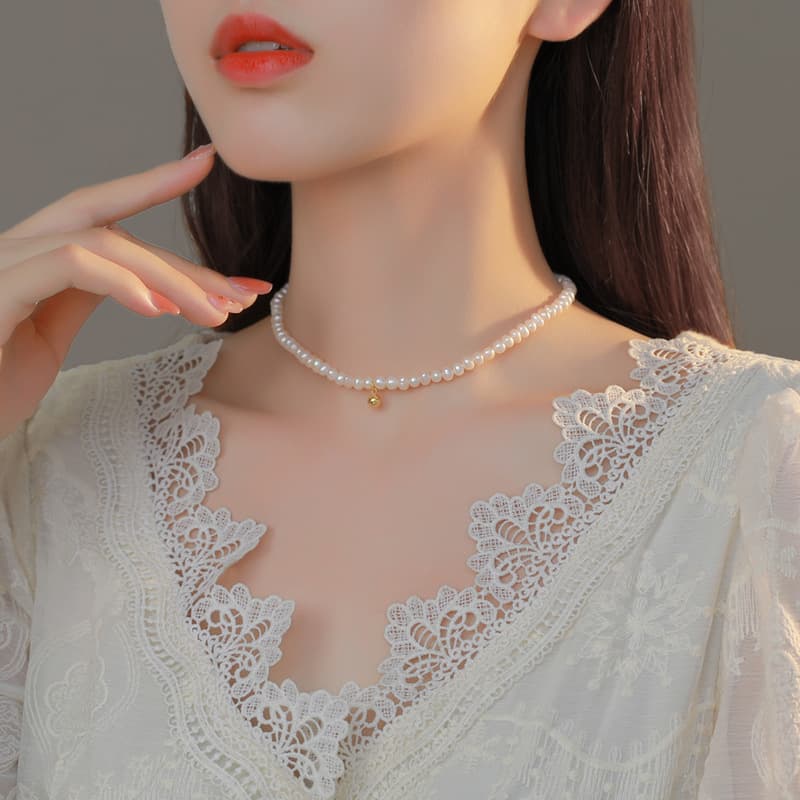 Live distribution labeling Baroque freshwater pearl clavicle chain natural millet beads necklace female versatile niche design