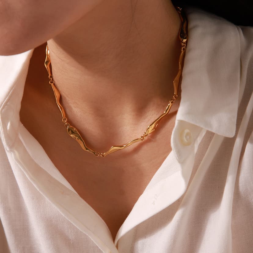Cross-border European and American irregular clavicle chain high-grade stainless steel necklace women's fashion personality titanium steel non-fading necklace