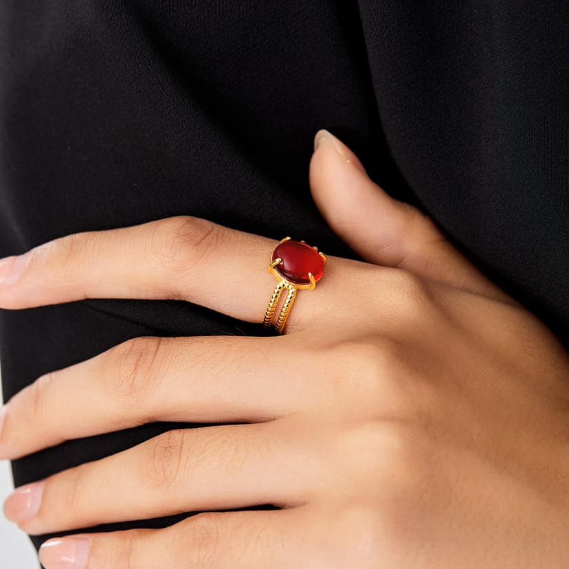 European and American Cross-Border New Products French Style Geometric Design Style Egg-Shaped Simulated Stone Women's Rings Popular Women's Jewelry
