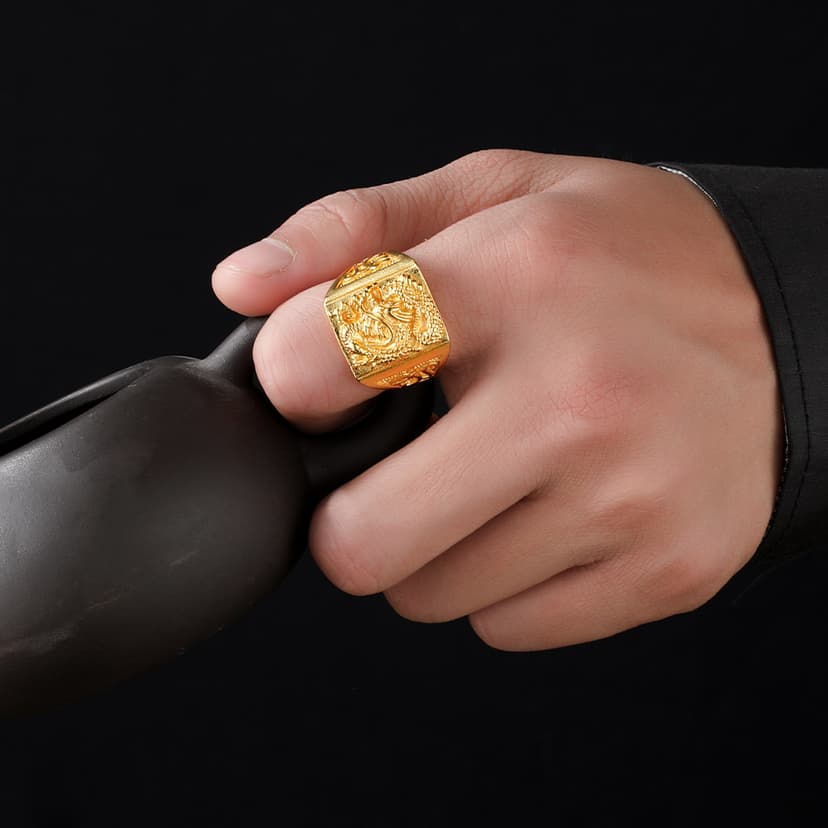 New vietnam sand gold bully dragon relief temperament ring personality opening adjustable men's fashion ring wholesale