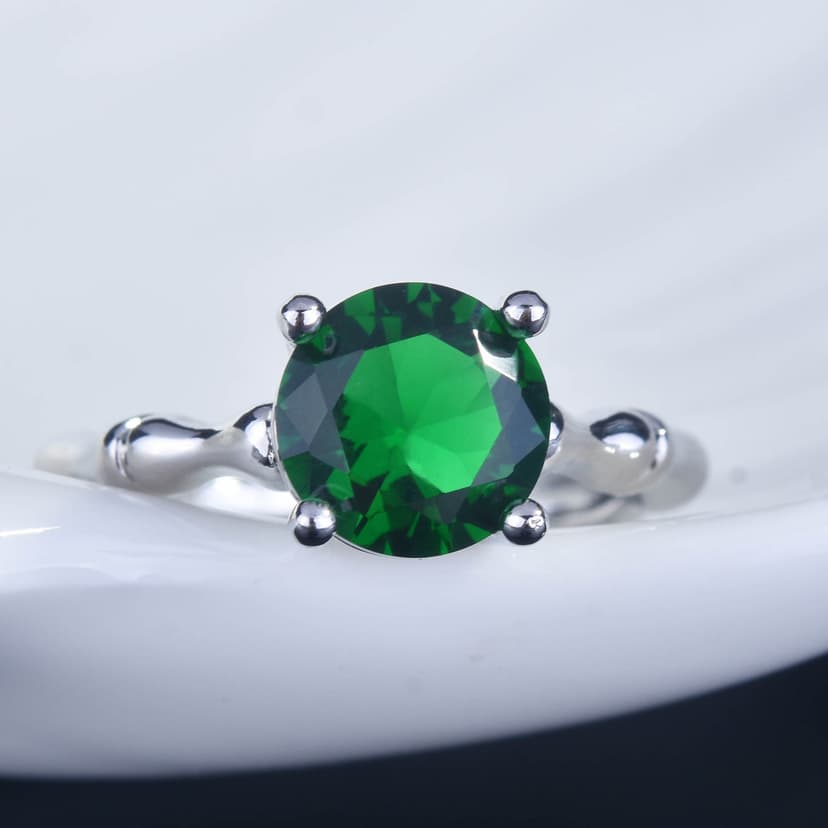 Live streaming drainage welfare products color treasure jewelry wholesale creative bamboo female ring simulation emerald opening ring