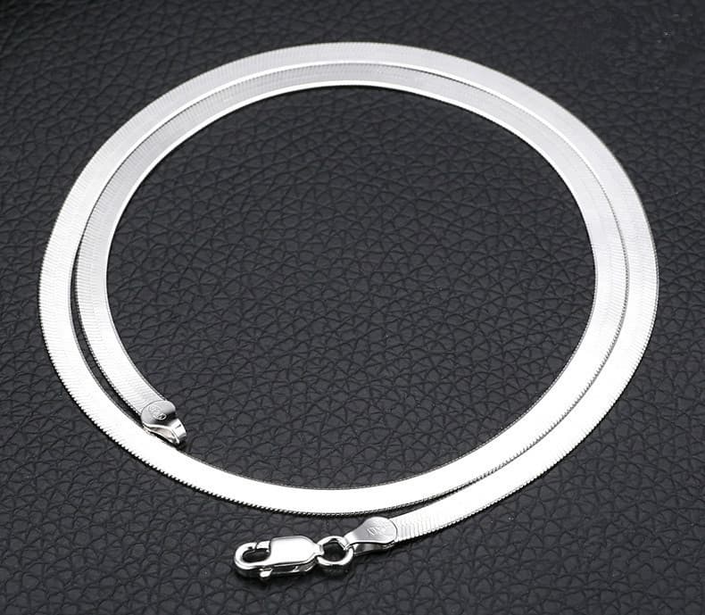Wholesale Copper Silver Plated Necklace Men Women Short Clavicle Blade Chain Silver Jewelry Flat Snake Bone Chain
