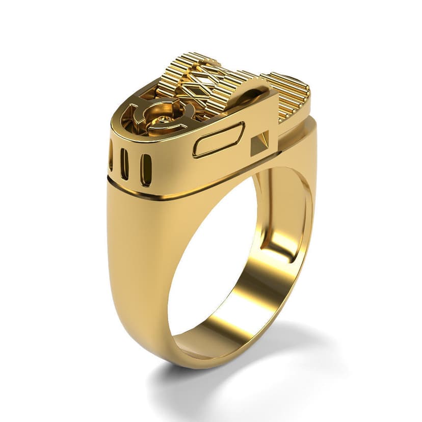 Zhen Rong wish hot selling creative lighter ring European and American punk style punk 14k gold plated male ring