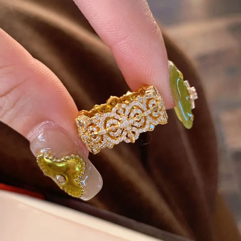 New Chinese Ancient Method Gold Cross Vajra Pestle Ring Light Luxury High-Level Niche Design Micro-inlaid Cross Ring for Women
