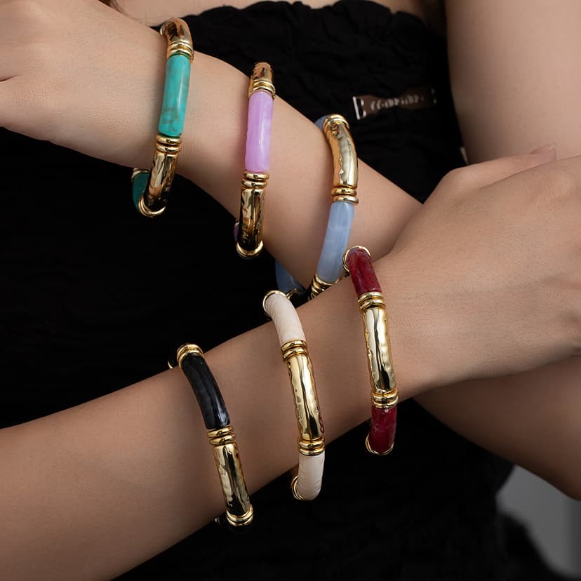 European and American Style Geometric Acrylic Bracelet Cross-Border Curved Design Multi-Color Retro Style Simple and Exquisite Bracelet for Women