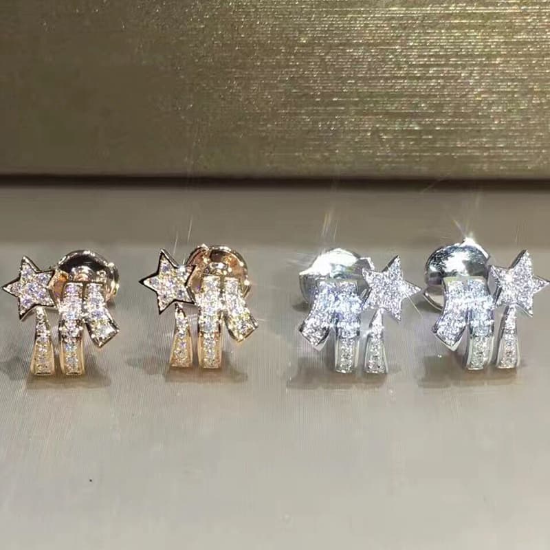 18K Gold Plating Zircon Earrings Imitation Imported D Color Moissanite Star Earrings Earrings Wedding Jewelry Women's